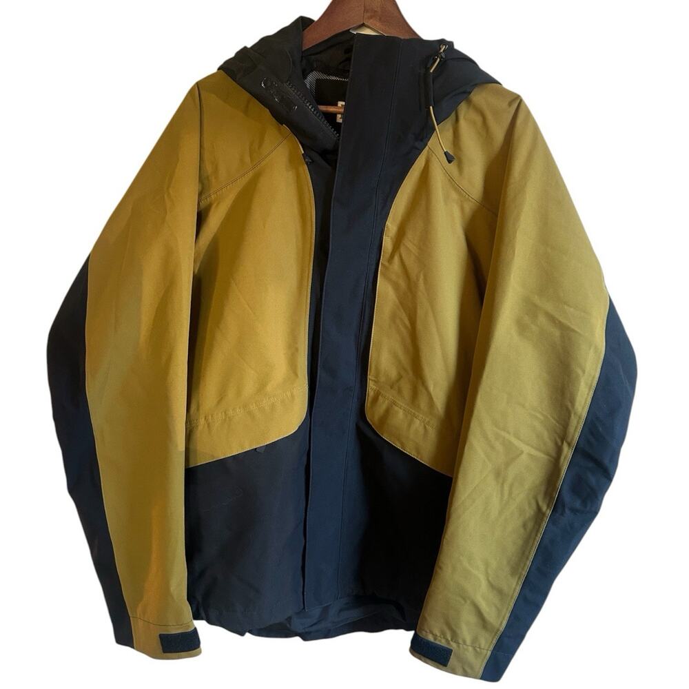 Duluth Trading Gullywasher Rain Jacket Mens L Waterproof Yellow Black Colorblock